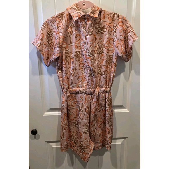 Anthropologie Dazey LA Retro Flamingo Romper Size M Zip Back Pockets - Picture 5 of 9